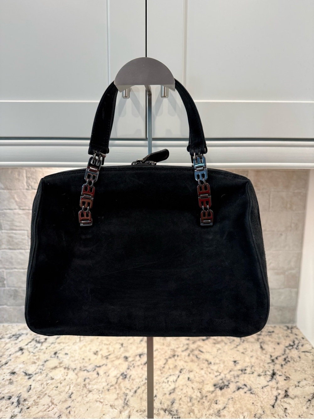 Bally EUC Black Suede Satchel
